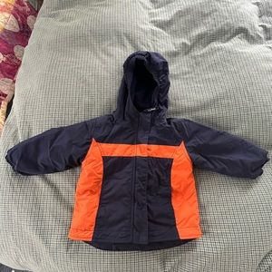 L.L.Bean 2T navy blue and orange fleece-lined winter coat unisex & reflective